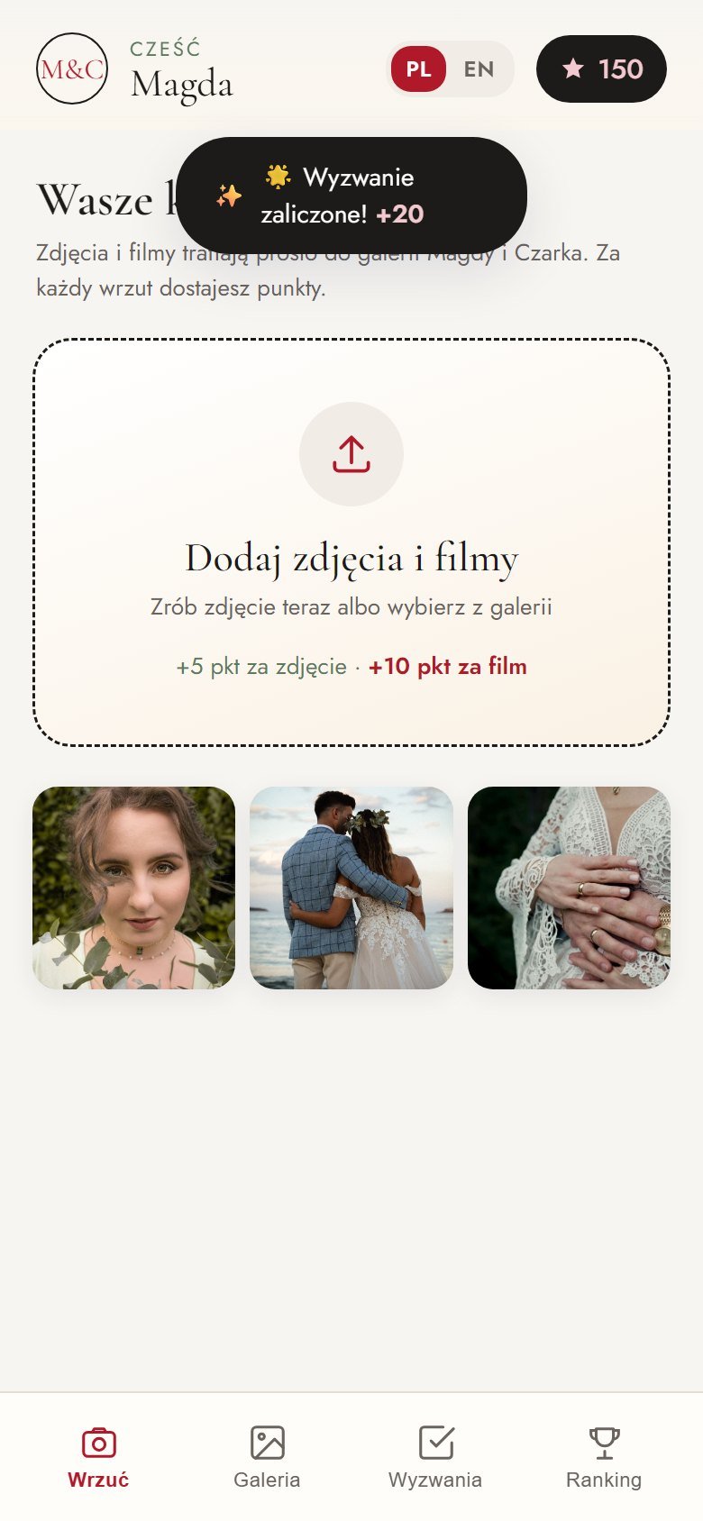Punkty za wrzucone zdjęcia