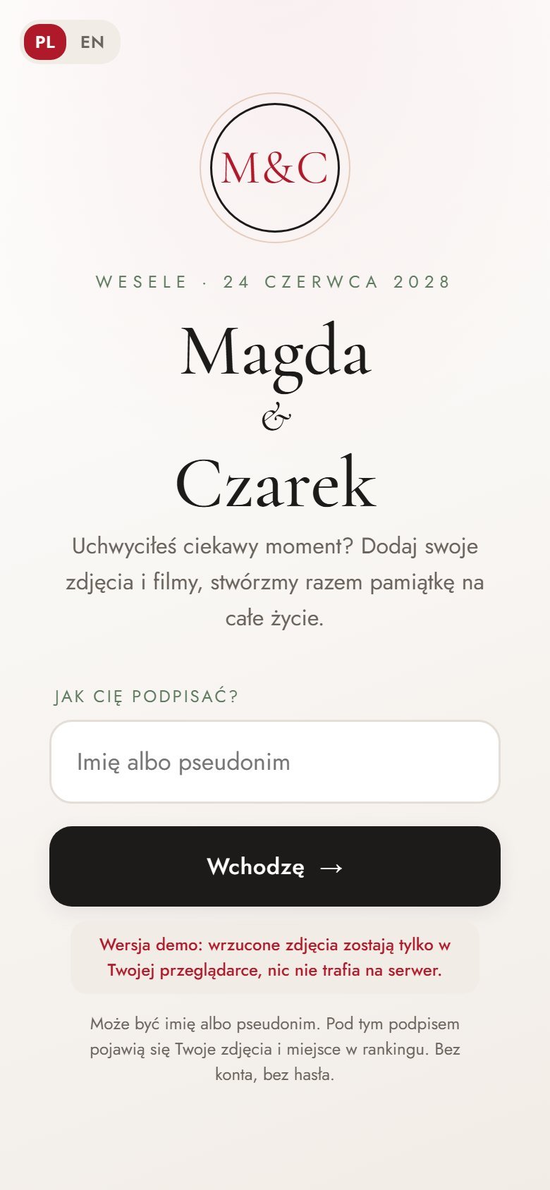 Ekran powitalny galerii Magdy i&nbsp;Czarka